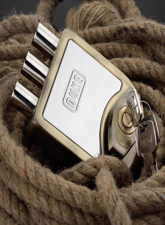 دوق قفل باب ديوك ثلاثي المسامير بمقبض | 4 مفاتيح نحاسية فائقة | مزلاج أمان | مفتاح مزدوج الجانب مع مقبض - Image 1